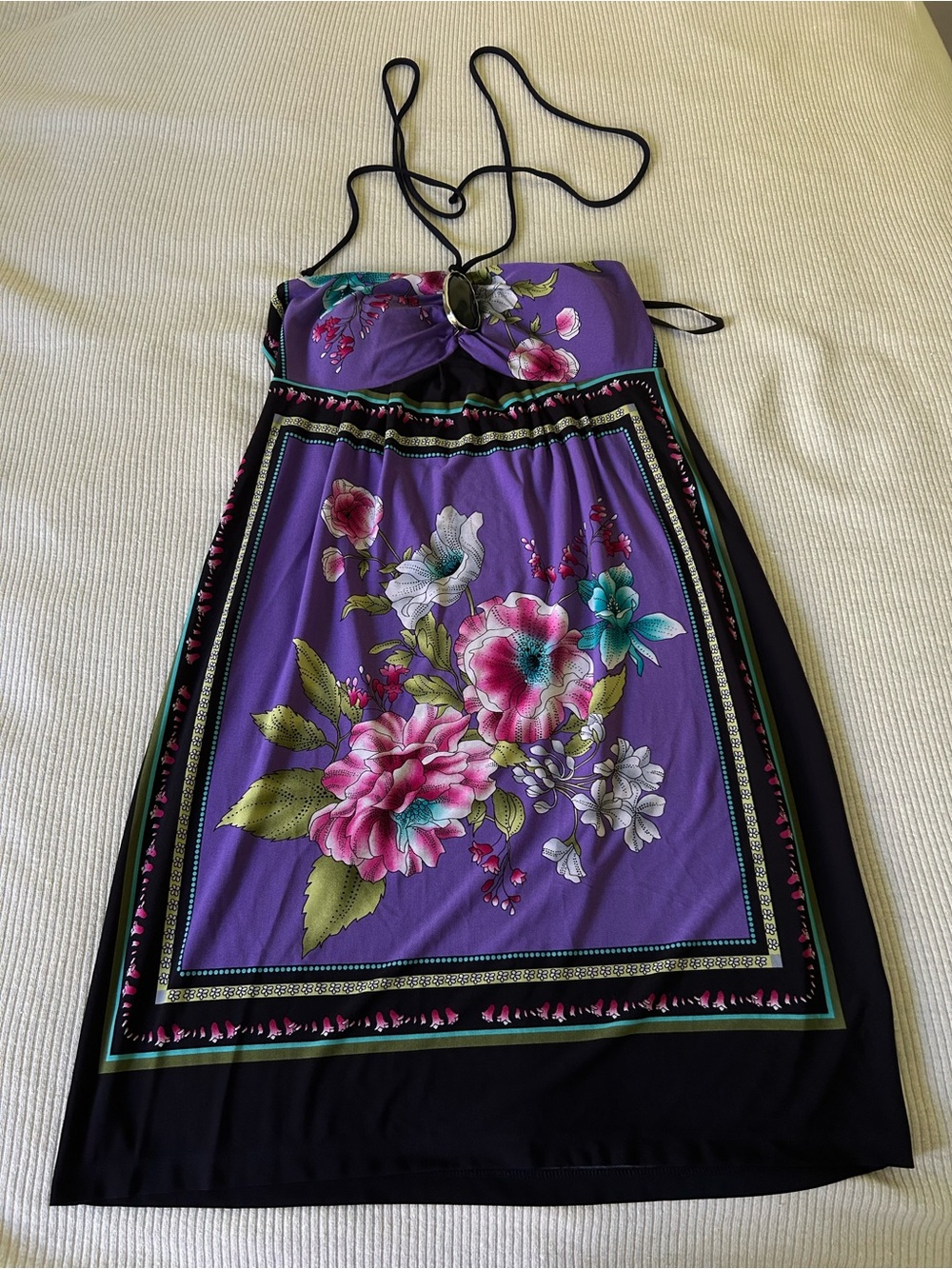 NWT Valerie Bertinelli Purple Floral Halter Dress Size 4